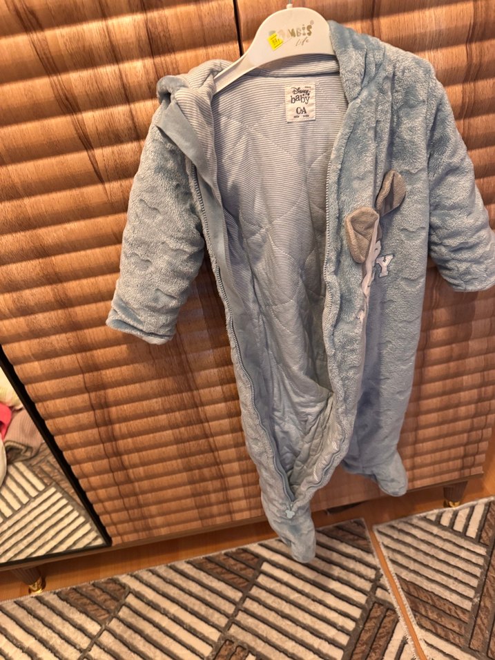 Mavi Peluş Bebek Tulumu Mickey Detaylı - Görsel 5