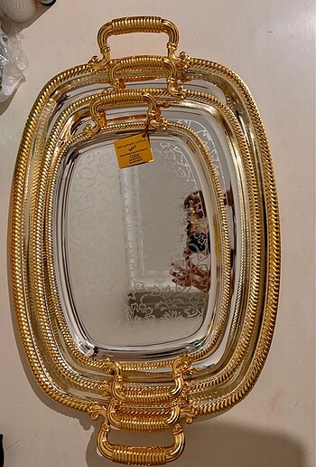 Üçlü gold desenli tepsiler dubaiden alındı