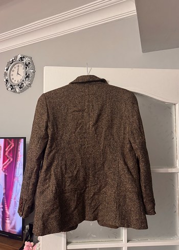 42 Beden Düğmeli Kahverengi Vintage Kadın Blazer