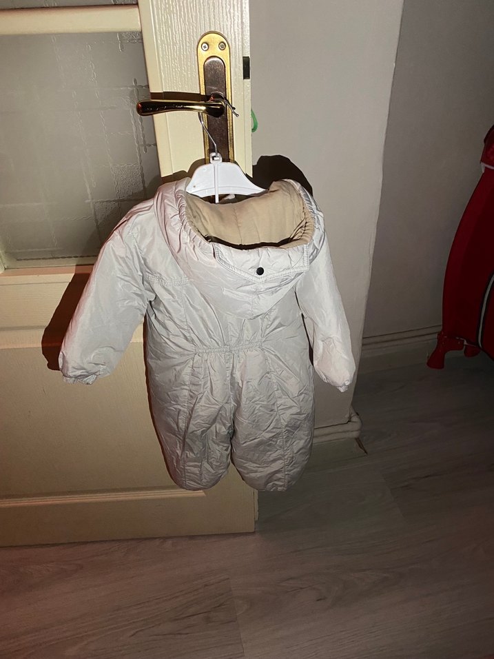 Bebek  Parlak Beyaz Fermuarlı Tulumu yenıden farksız - Görsel 3