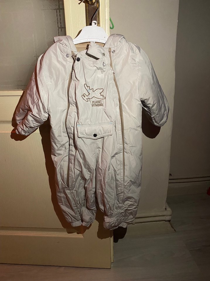 Bebek  Parlak Beyaz Fermuarlı Tulumu yenıden farksız - Görsel 2