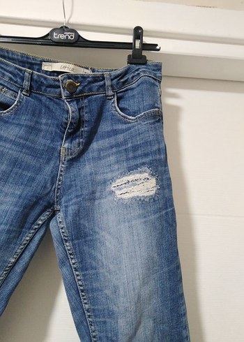 28 Beden Dizüstü Bol Kesim Mavi Kadın Kot Pantolon