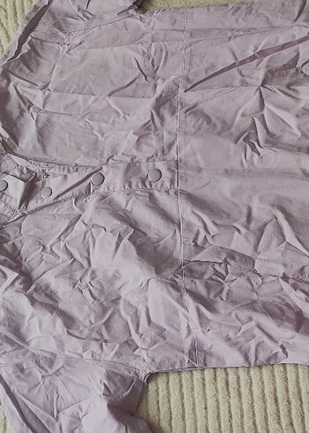 lila Kapüşonlu Midi Boy Kadın Yağmurluk sweatshirt gömlek - Görsel 7