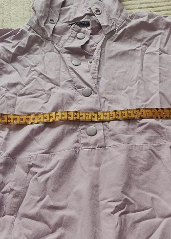 lila Kapüşonlu Midi Boy Kadın Yağmurluk sweatshirt gömlek - Görsel 4