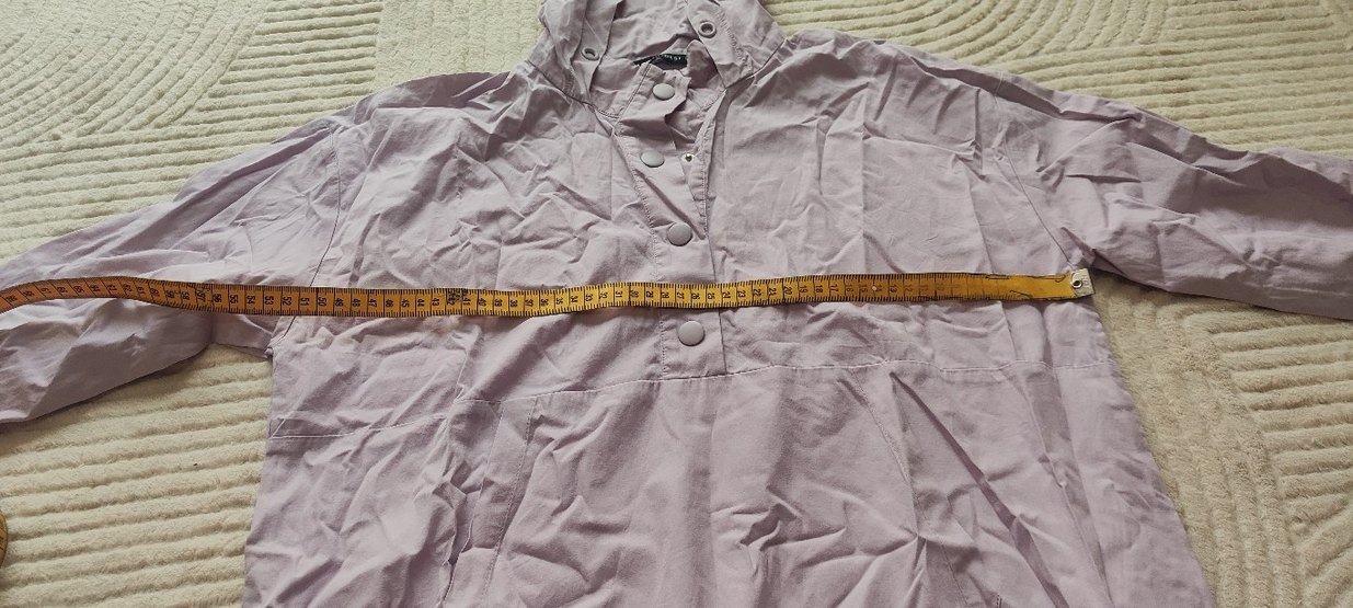 lila Kapüşonlu Midi Boy Kadın Yağmurluk sweatshirt gömlek - Görsel 4