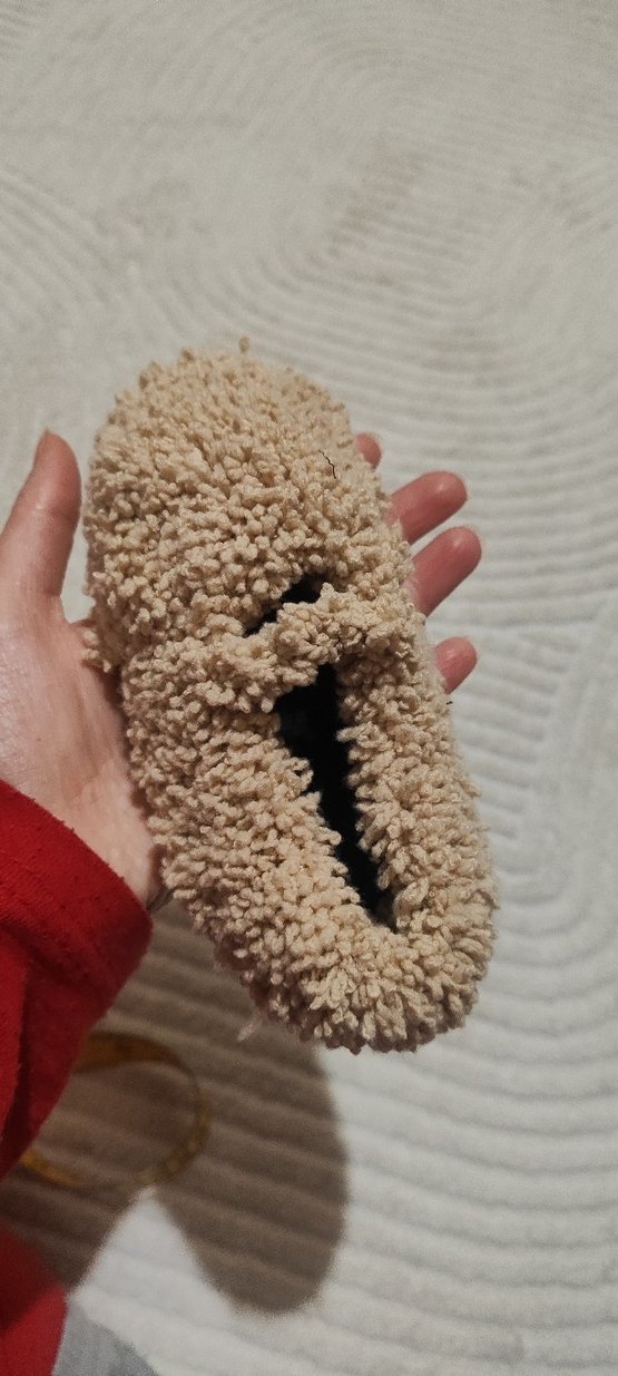 kız çocuk  Peluş Ev Terliği Bej - Görsel 2