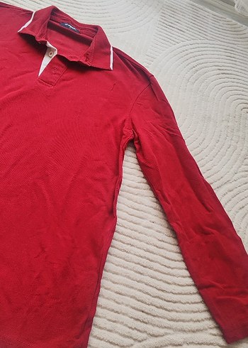 Kırmızı Pamuklu Erkek Polo Yaka Uzun Kollu Tişört - Görsel 5