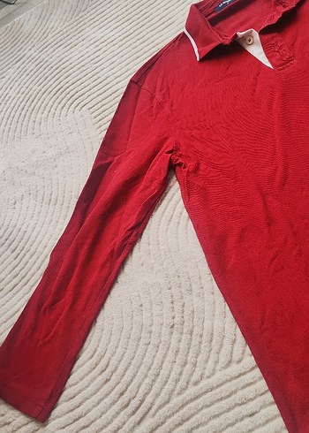 Kırmızı Pamuklu Erkek Polo Yaka Uzun Kollu Tişört - Görsel 7