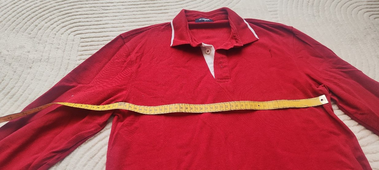 Kırmızı Pamuklu Erkek Polo Yaka Uzun Kollu Tişört - Görsel 4