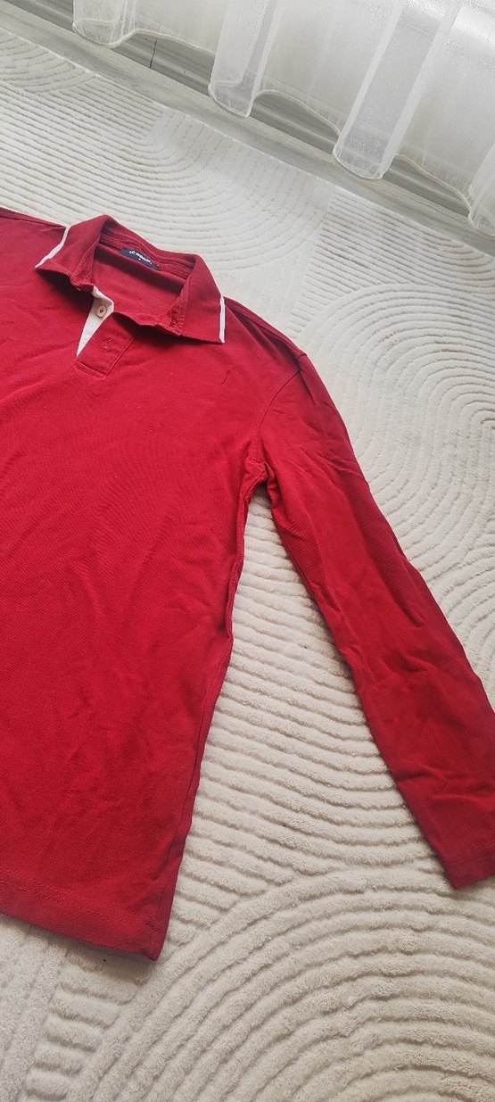Kırmızı Pamuklu Erkek Polo Yaka Uzun Kollu Tişört - Görsel 5