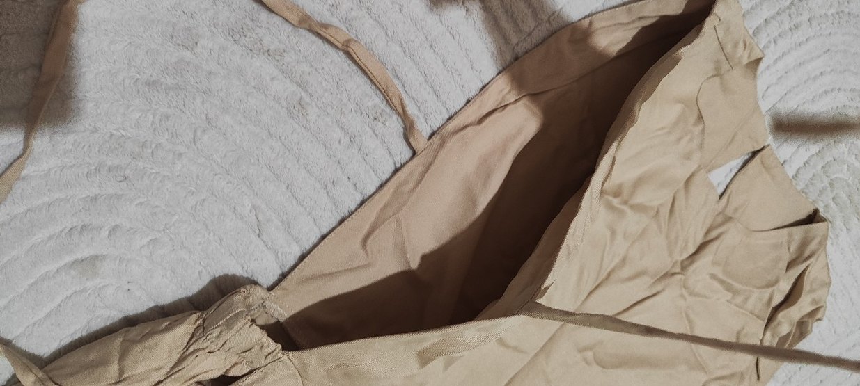 Bej Keten Kadın Uzun Tulum sırtı açık tulum - Görsel 3