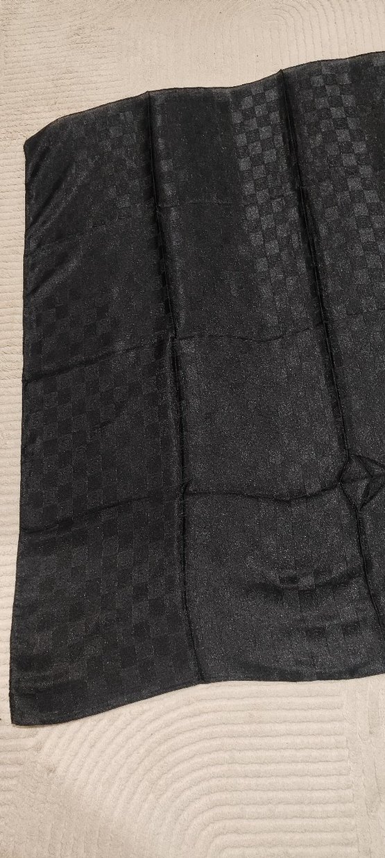 Siyah Parlak Kadın eşarp fular - Görsel 3