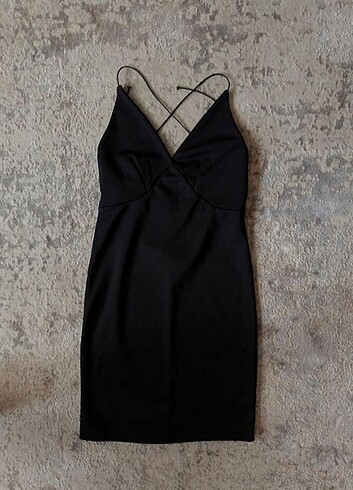 xl Beden siyah Renk sırtı açık ipli elbise