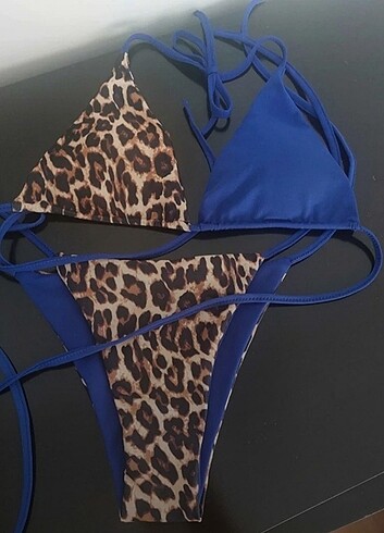 H&M Lacivert leopar bikini takımı