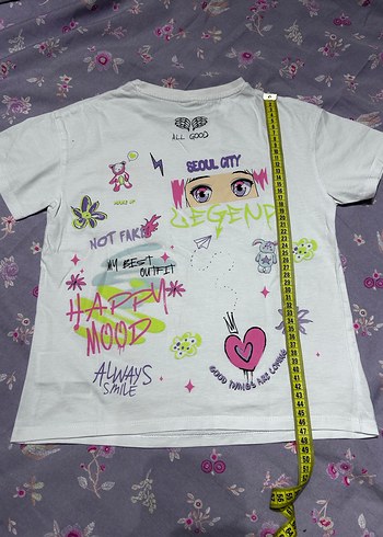 Beyaz Baskılı Kız Çocuk Tişörtü - Görsel 2