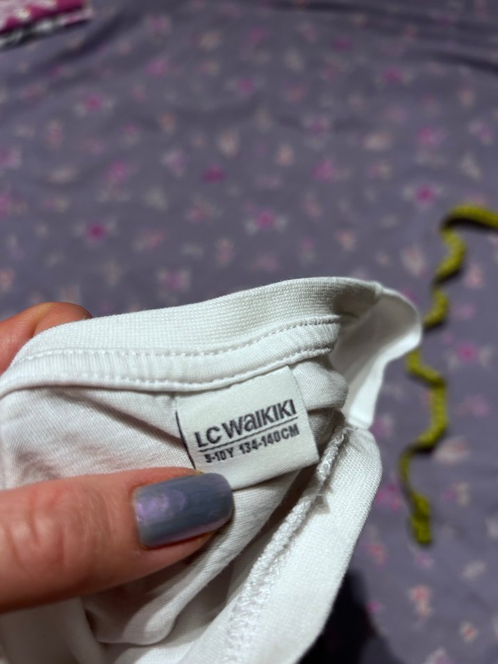 Beyaz Baskılı Kız Çocuk Tişörtü - Görsel 4