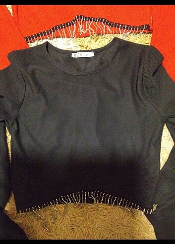 Polo Garage Taş detaylı crop bluz