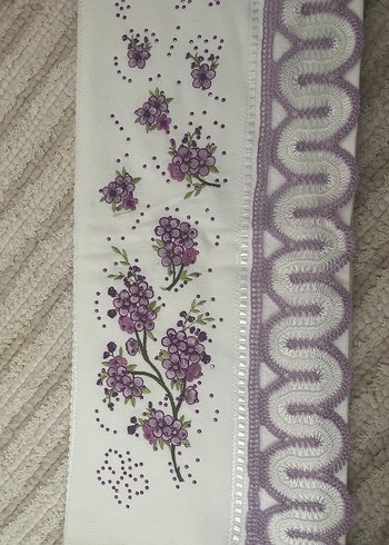 Mor Nakışlı çeyizlik havlu - Görsel 2