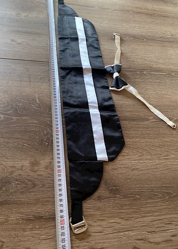 Beyaz Detaylı Siyah Erkek Papyon - Görsel 2