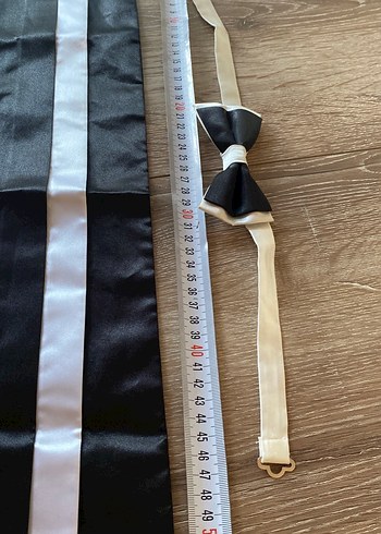 Beyaz Detaylı Siyah Erkek Papyon - Görsel 5