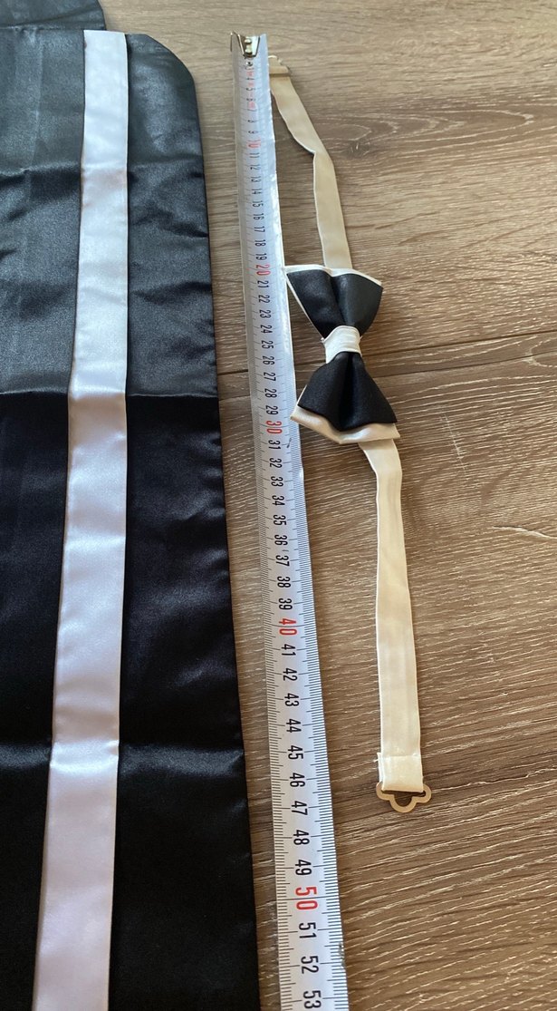 Beyaz Detaylı Siyah Erkek Papyon - Görsel 5