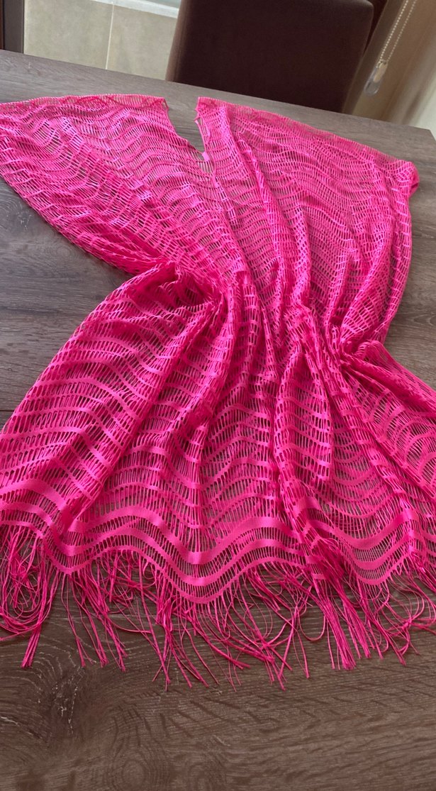 Pembe Dantel Detaylı Midi Bohem Pareo - Görsel 3