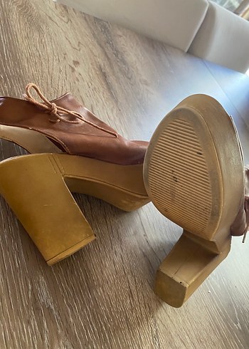 Kahverengi Deri Platform Topuklu Kadın  my  unobell bois marka - Görsel 6