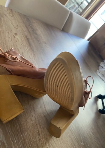 Kahverengi Deri Platform Topuklu Kadın  my  unobell bois marka - Görsel 7