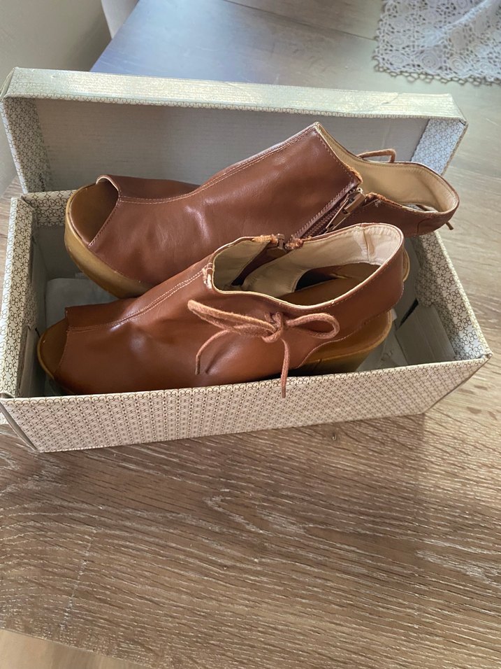 Kahverengi Deri Platform Topuklu Kadın  my  unobell bois marka - Görsel 4