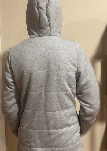 Erkek Çocuk Gri Fermuarlı Kapüşonlu Mont - Görsel 2