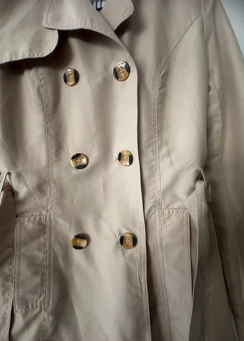 Bej Düğmeli Midi Trençkot - Görsel 3