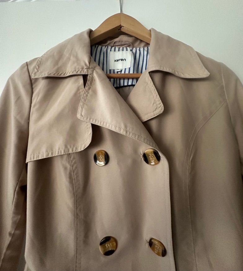 Bej Düğmeli Midi Trençkot - Görsel 2