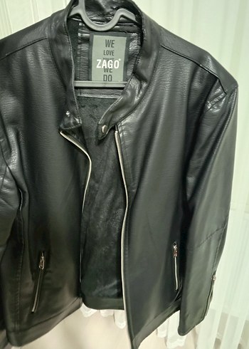 Siyah Biker Deri Ceket