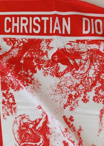 Parlak Kırmızı Christian Dior Kadın Fular - Görsel 4