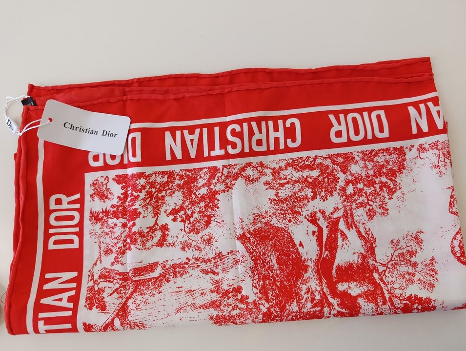 Parlak Kırmızı Christian Dior Kadın Fular - Görsel 2