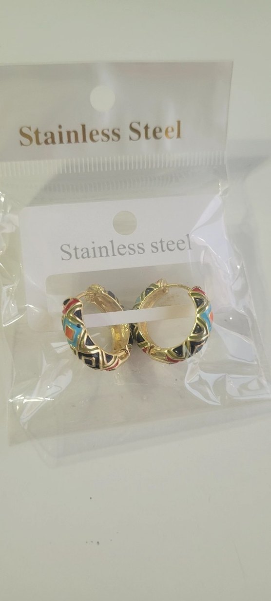 Renkli Mini Yılan Desenli Boncuklu Küpe - Görsel 3