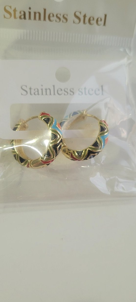 Renkli Mini Yılan Desenli Boncuklu Küpe - Görsel 2