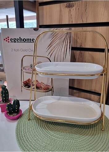 EGE HOME İKİ KATLI GOLD SUNUMLUK İKRAMLIK 