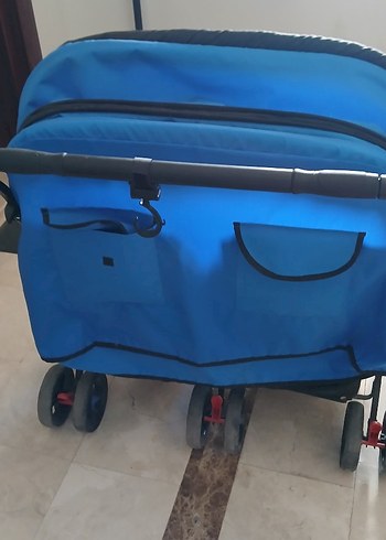 Mavi Çiftli İkiz Bebek Arabası - Görsel 3