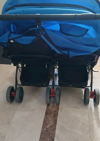 Mavi Çiftli İkiz Bebek Arabası - Görsel 4