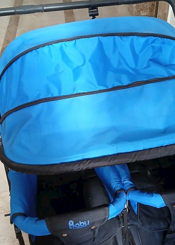 Mavi Çiftli İkiz Bebek Arabası - Görsel 2