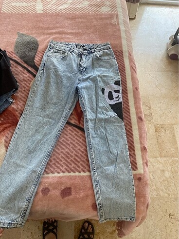 Panda nakışlı jean