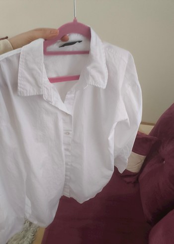 Kadın Beyaz Pamuk Düğmeli Gömlek - Görsel 4