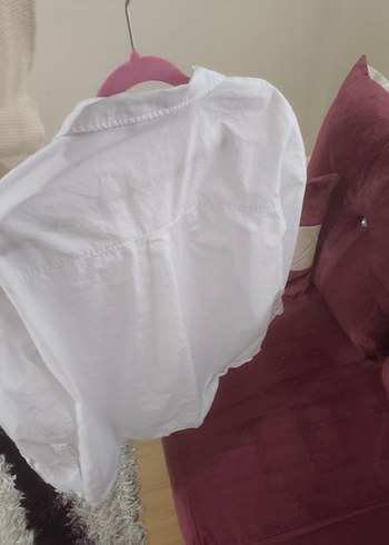 Kadın Beyaz Pamuk Düğmeli Gömlek - Görsel 3