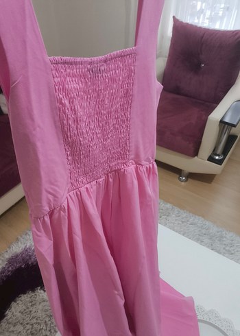 Pembe Uzun Askılı kiloş Elbise - Görsel 4