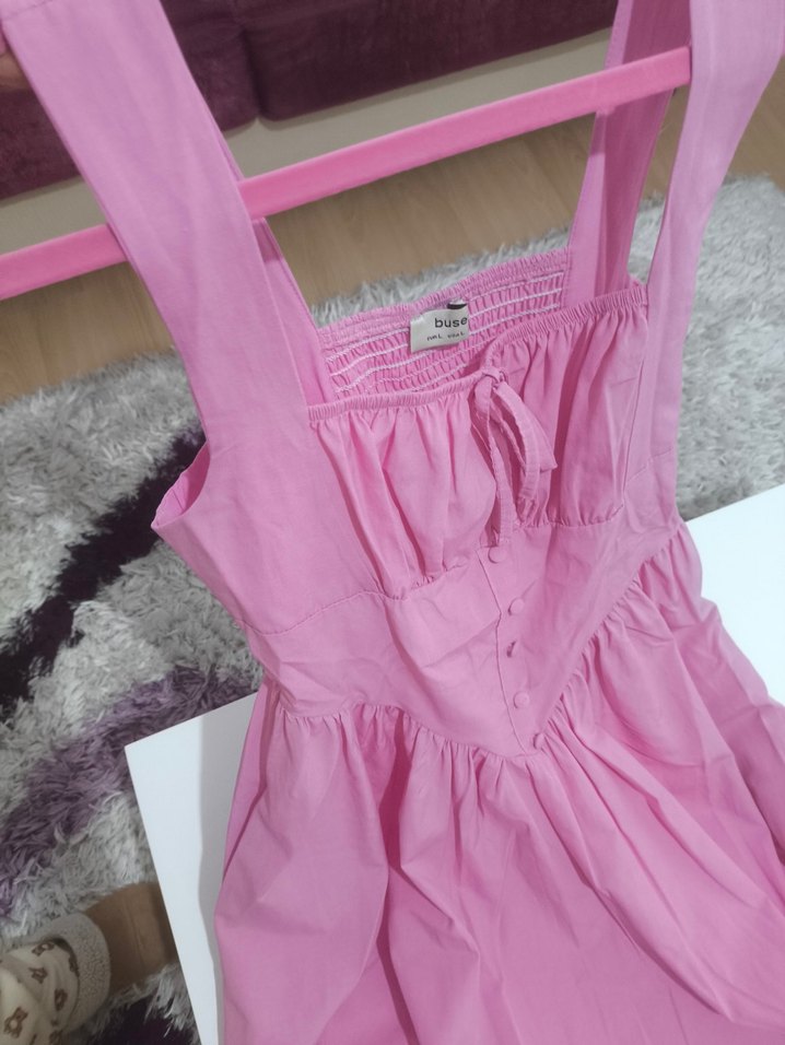 Pembe Uzun Askılı kiloş Elbise - Görsel 5