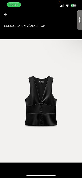 Zara Siyah Saten Yelek