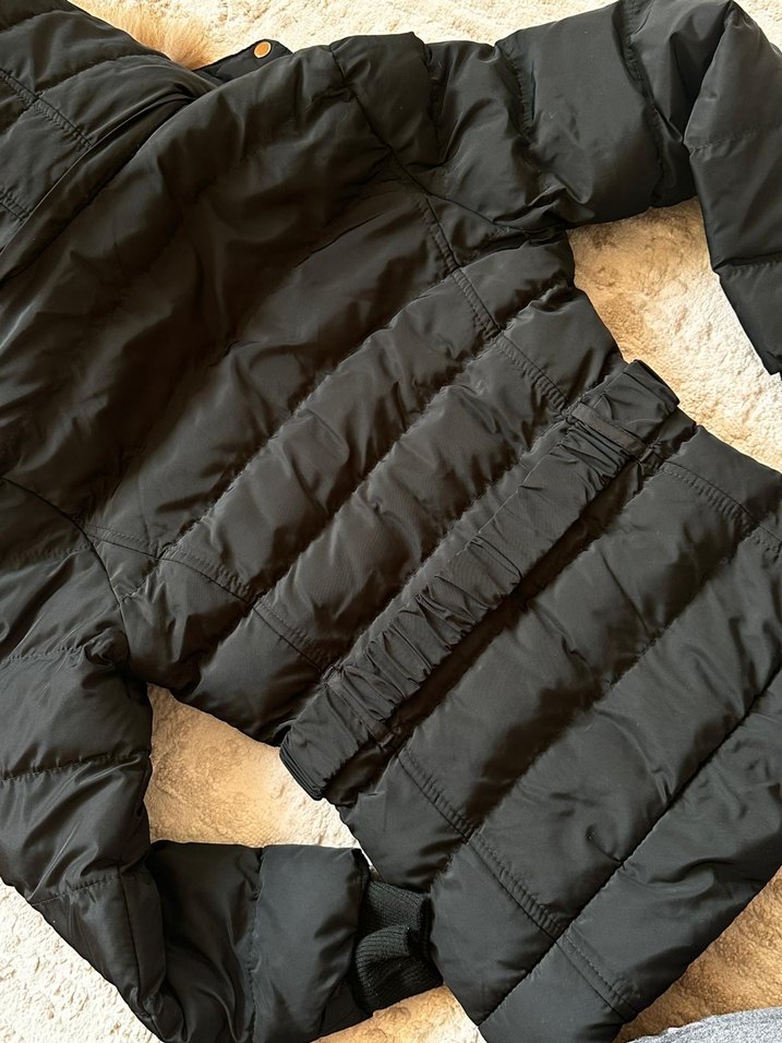 Kürk Detaylı Siyah Kadın Kışlık Mont - Görsel 4