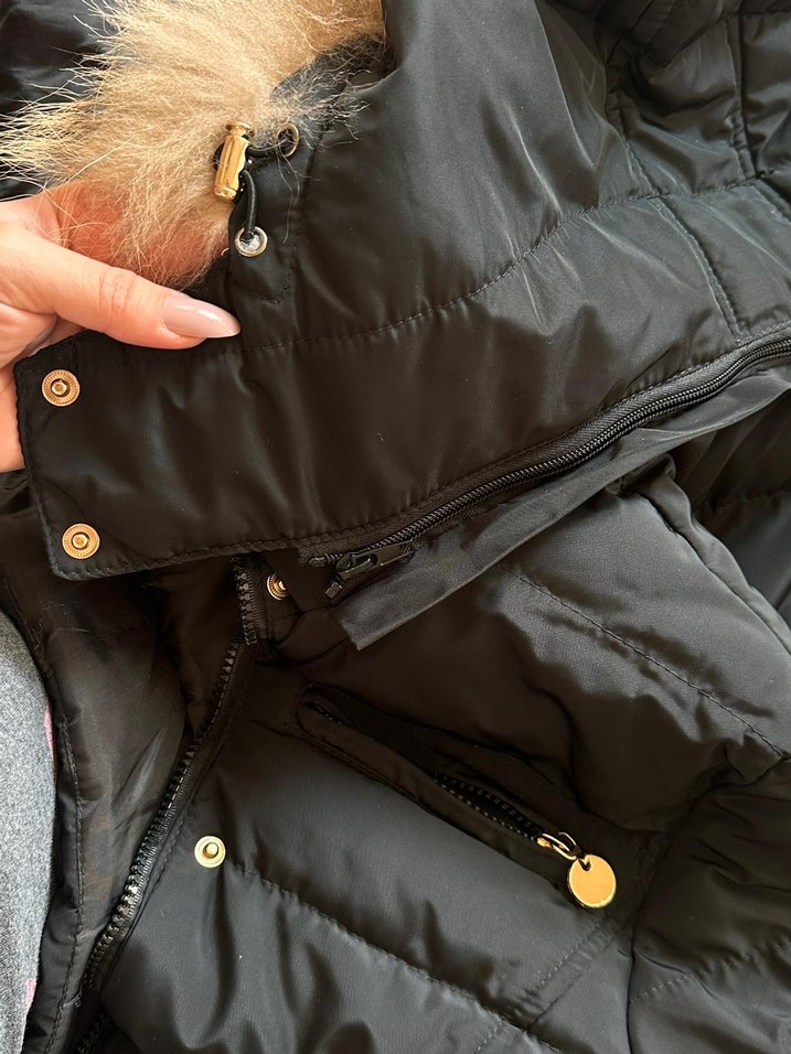 Kürk Detaylı Siyah Kadın Kışlık Mont - Görsel 5