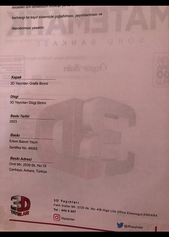 TYT Matematik Soru Bankası 3D Yayınları - Görsel 3